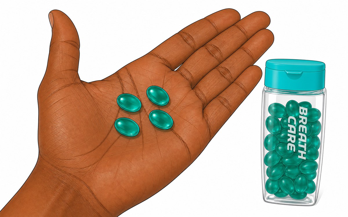 Dose de quatre capsules Breath Care pour un besoin plus marqué