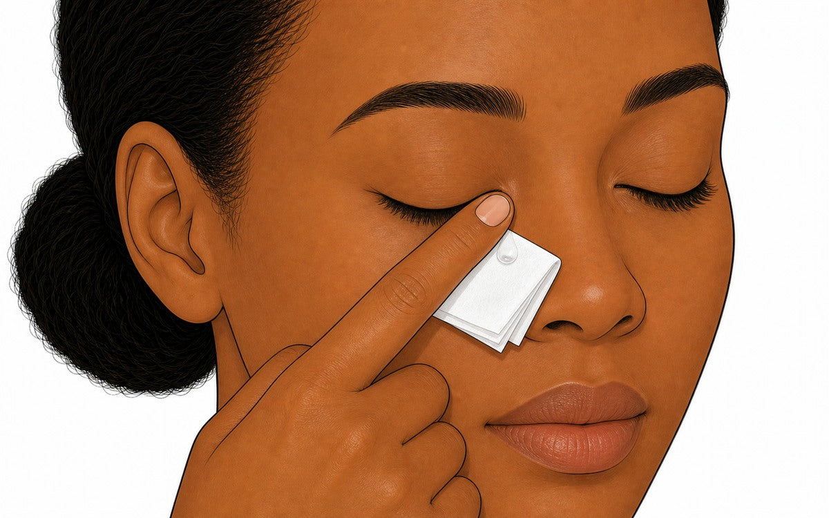 Fermer doucement les yeux et appuyer sur le coin interne