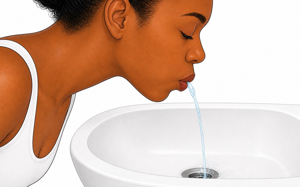 Recracher le bain de bouche Okuchi dans le lavabo