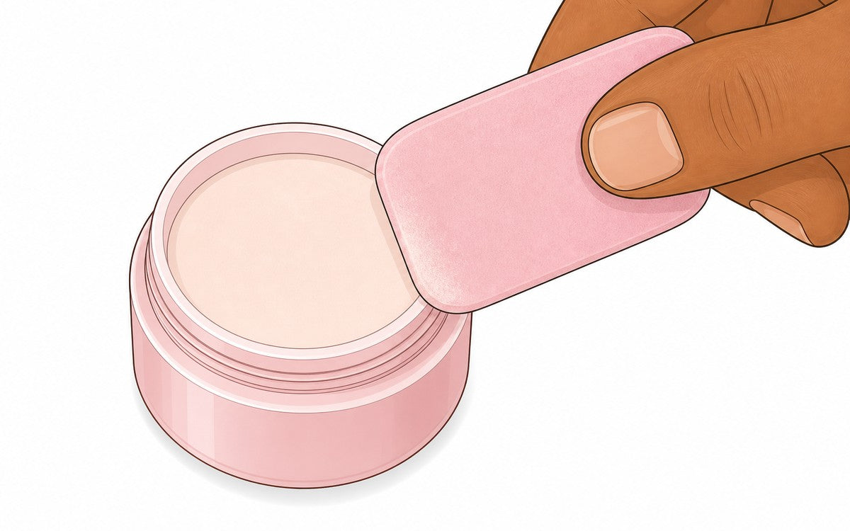 Pr&eacute;lever une petite quantit&eacute; de Poudre P-Shine &Eacute;tape 2 avec le buffer de finition